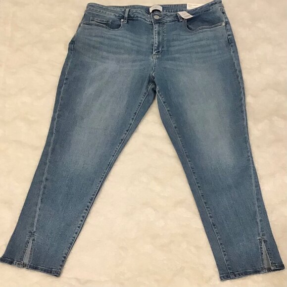 LOFT Outlet 16 NWT Skinny Ankle Curvy High Rise Women's Jeans Stretch Side Slit - Picture 2 of 7